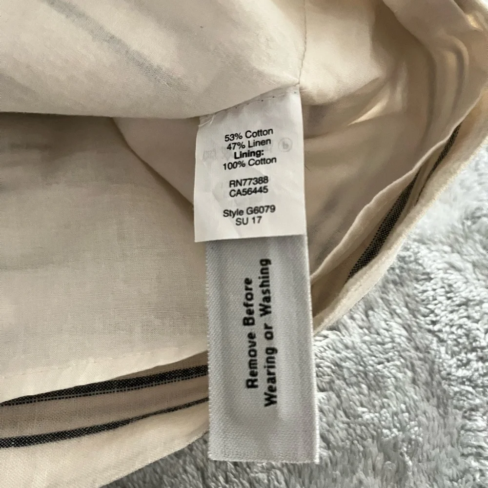 NWOT MADEWELL linen striped cream gray mini skirt lined size 00 new without tags